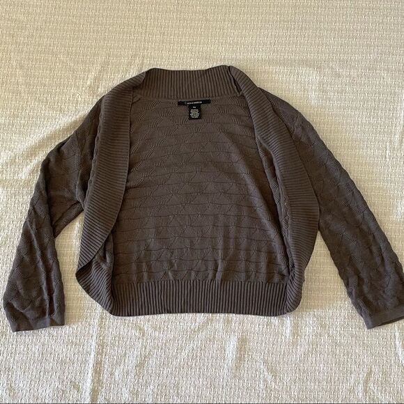 89 & Madison knit crop long sleeve cardigan, olive green, size M petite - Picture 6 of 8